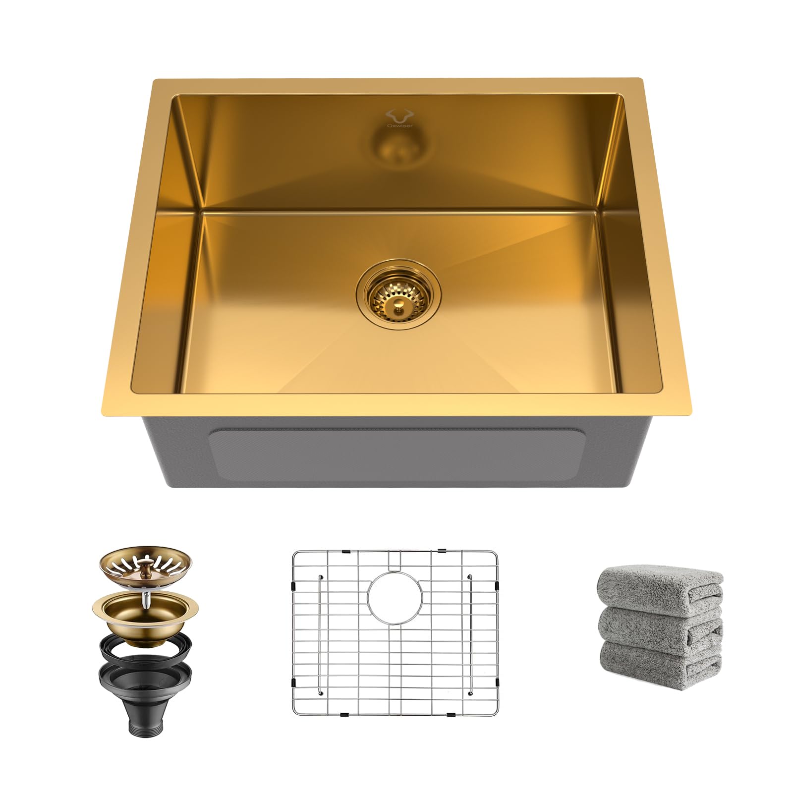 Gold Kitchen Sink 23x18 Inch Undermount Kitchen Sink 16 Gauge